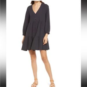 Madewell dress size 8 black gauze Japanese cloth babydoll